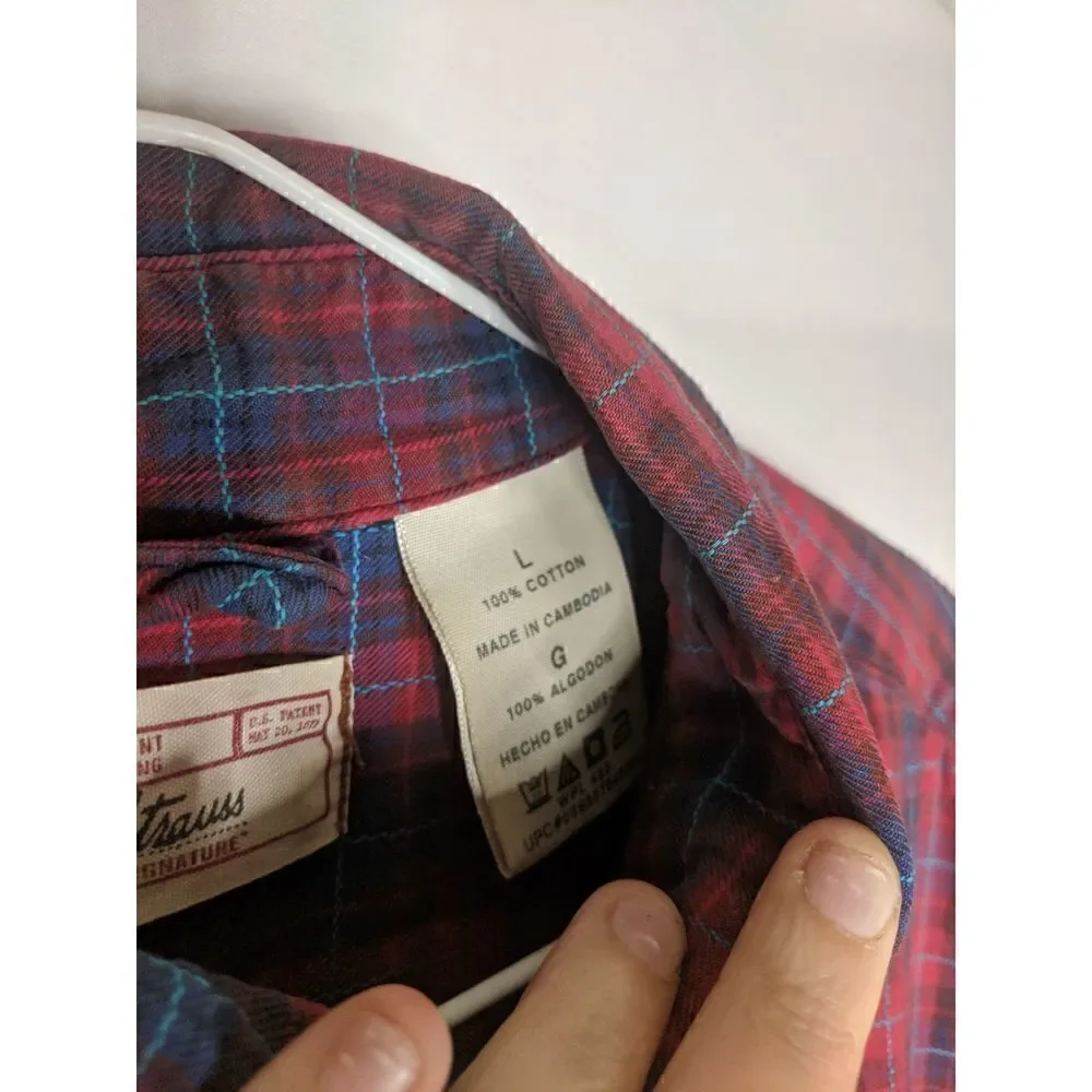 Vintage Levi's Levi Strauss Red Plaid Casual Button Down Short Sleeve Shirt Larg